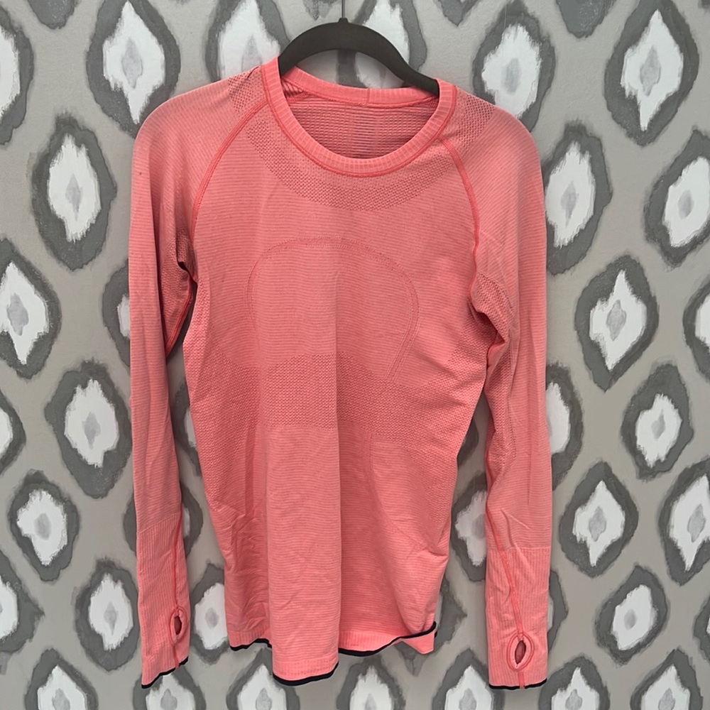 coral Lululemon long sleeve swiftly tech
